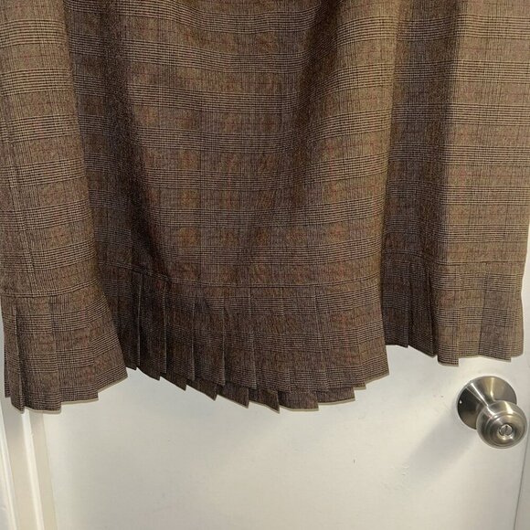 Vintage Giorgio Sant Angelo Brown Plaid Pleated Blazer Skirt Set Women’s 24 W - Picture 6 of 12